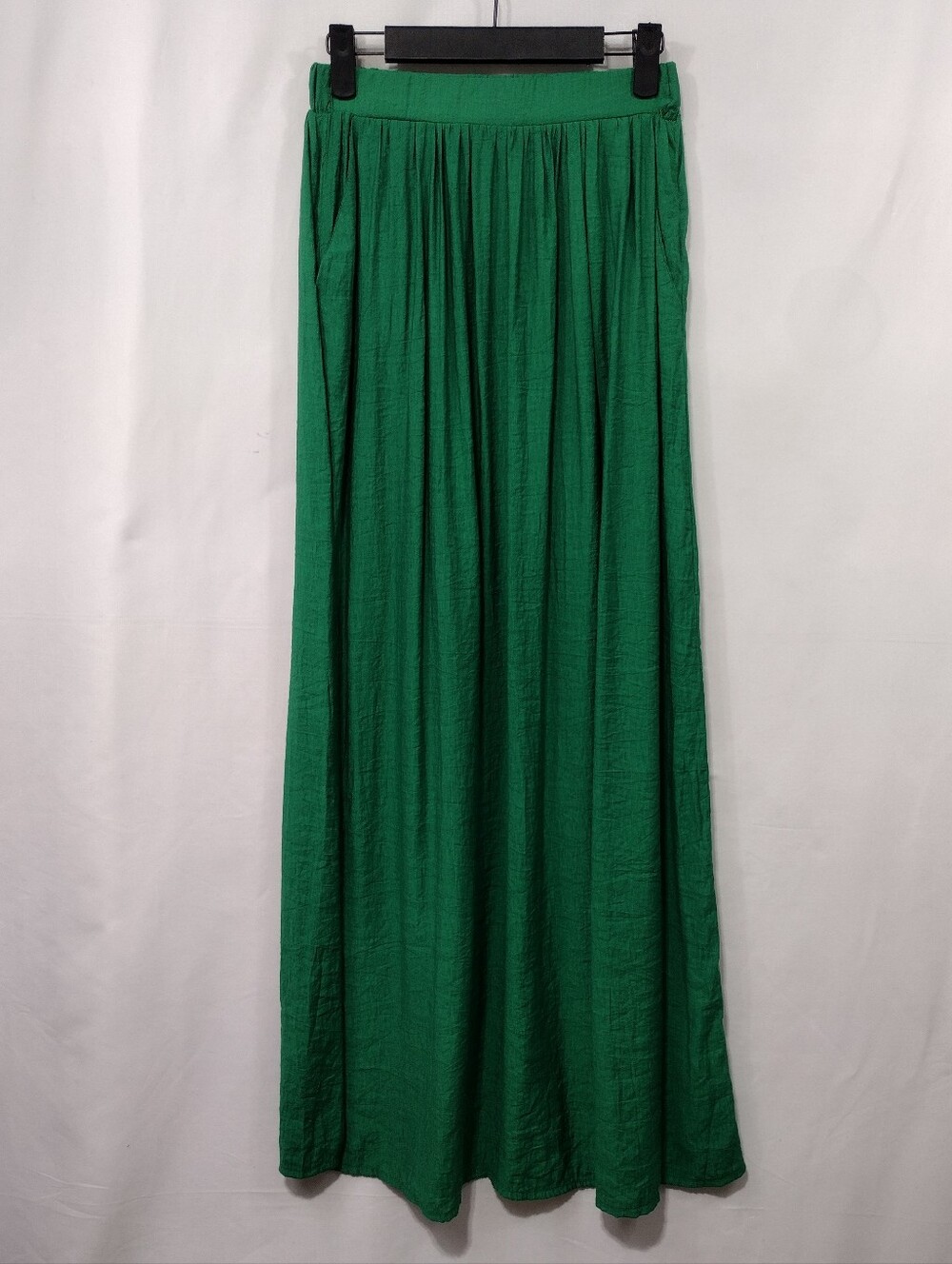 Pepaloves Pleated Maxi Skirt Women's XS Green Boho Retro 90s Y2K Minimalist